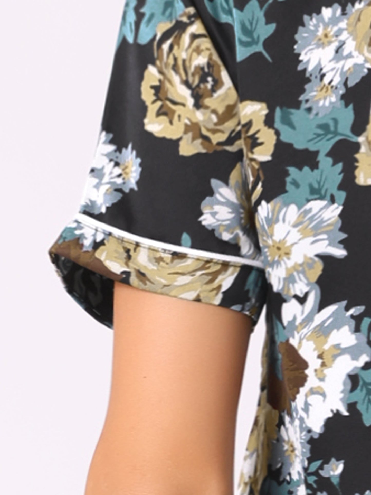 Women's Summer Loungewear Sleepwear Button Down Hawaiian Shirt with Shorts Pajama Set