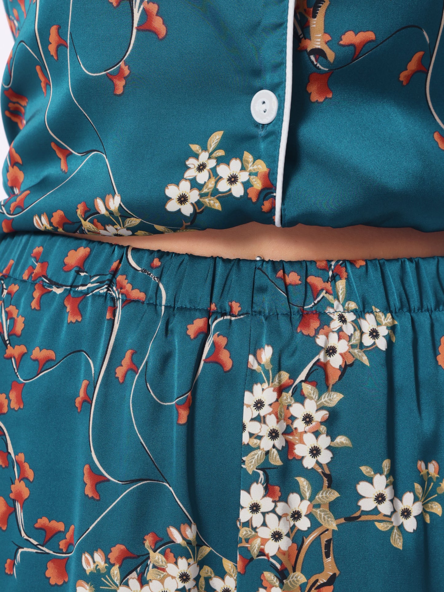 Conjunto de pijama de verano para mujer, con camisa hawaiana abotonada y pantalones cortos