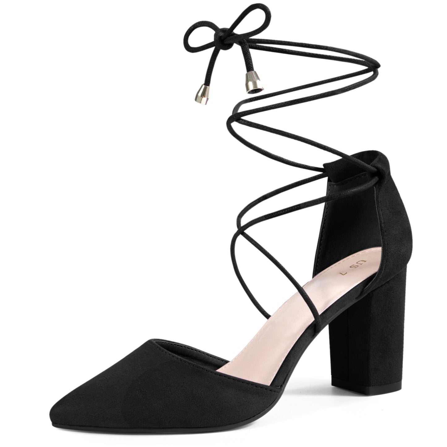 Sandalias de tacón grueso con punta cerrada y cordones para mujer