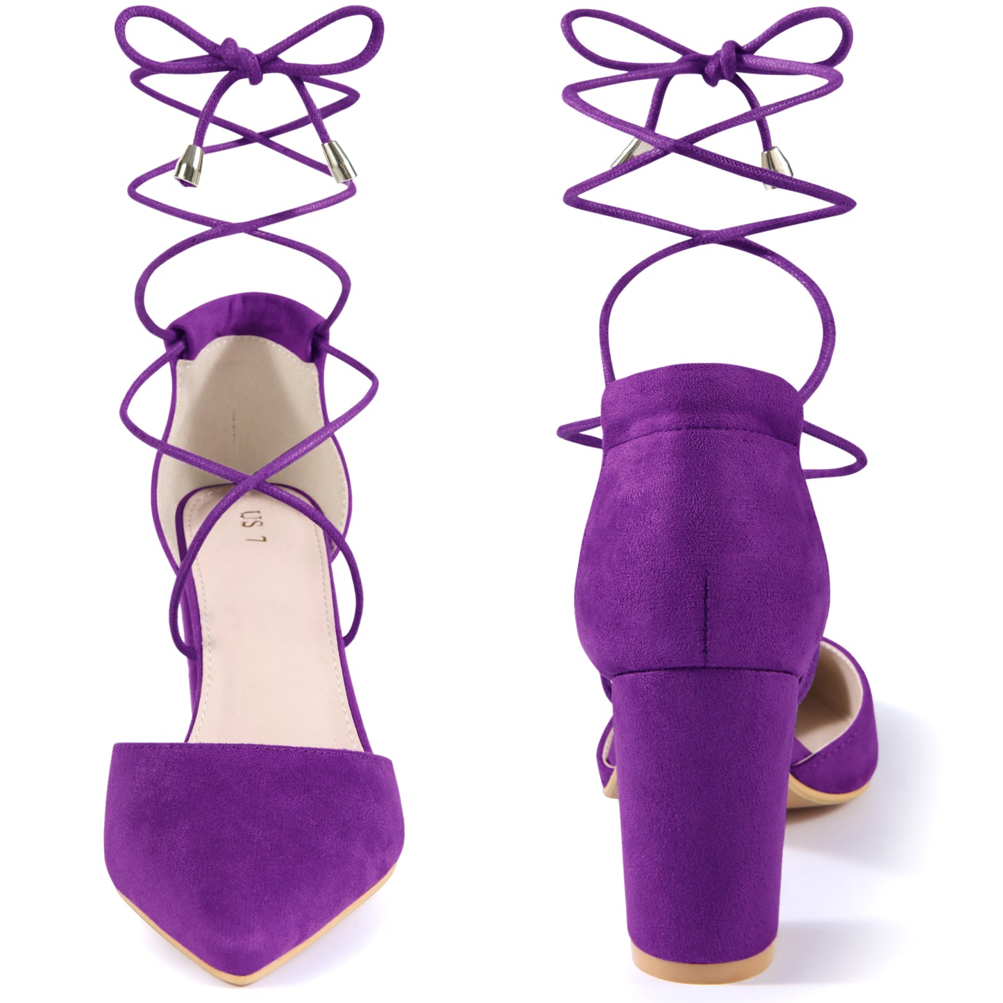 Sandalias de tacón grueso con punta cerrada y cordones para mujer