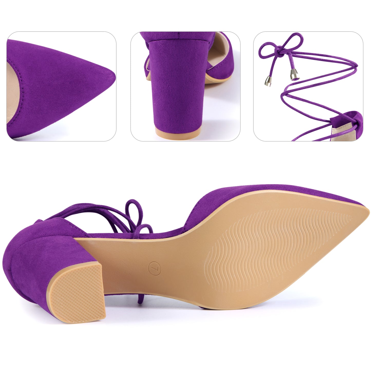 Sandalias de tacón grueso con punta cerrada y cordones para mujer