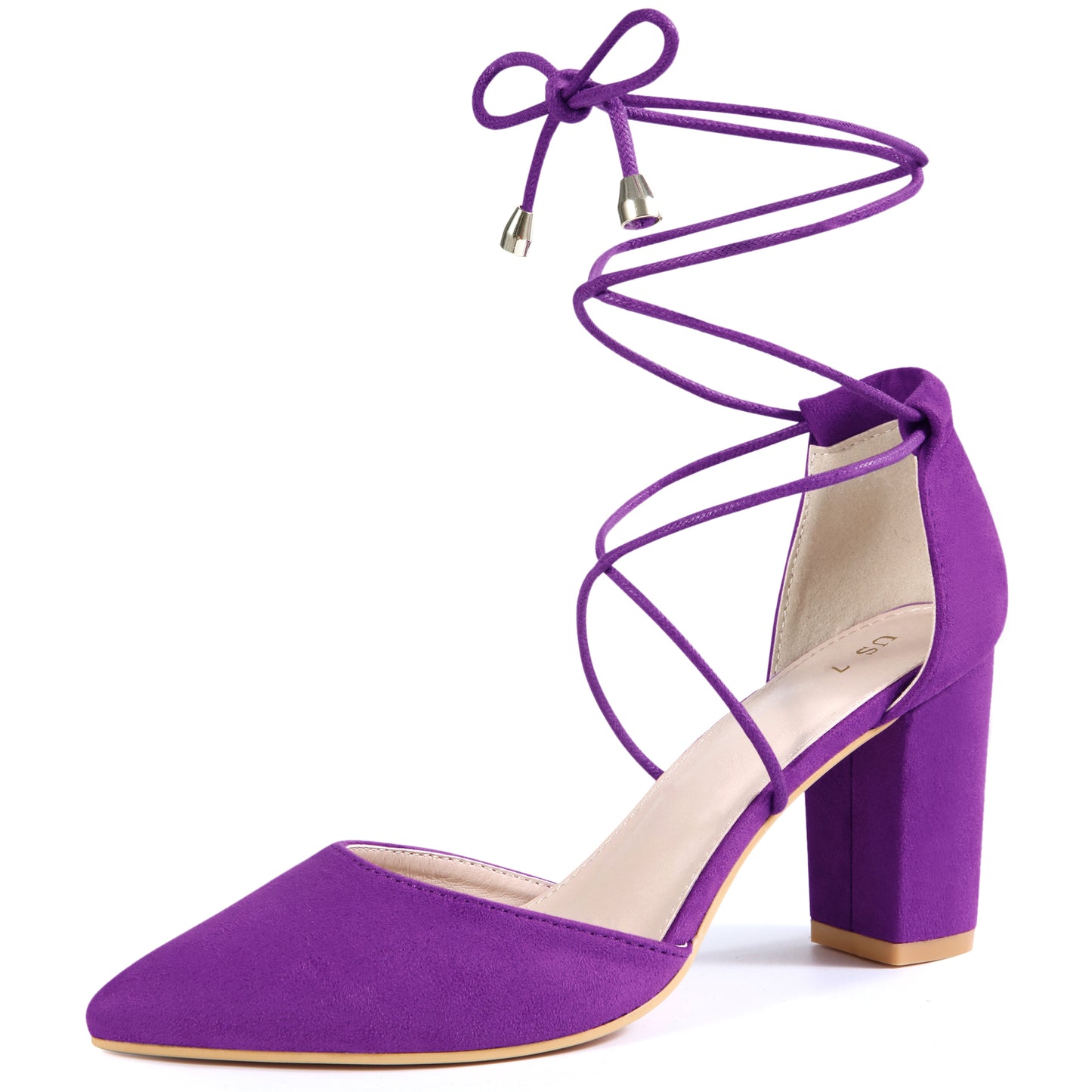 Sandalias de tacón grueso con punta cerrada y cordones para mujer