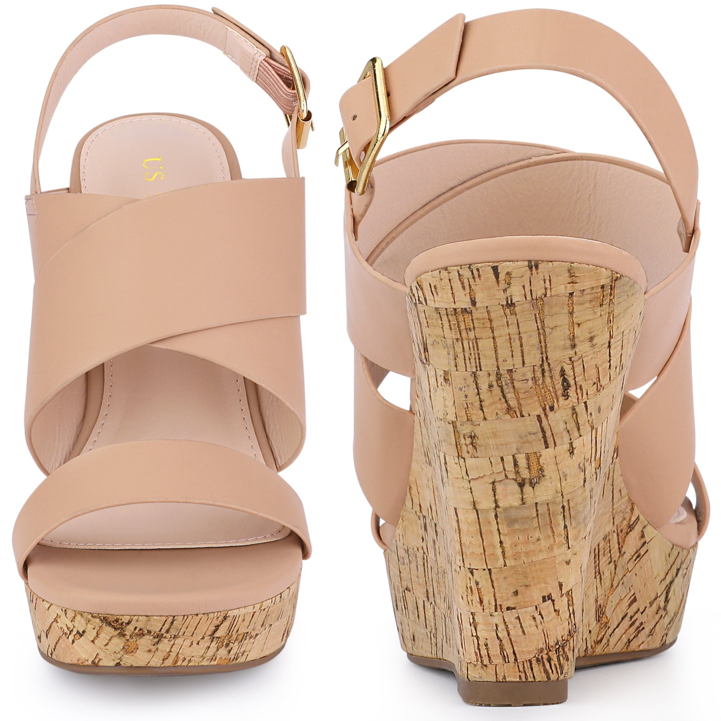 Sandalias de cuña con plataforma de corcho y punta abierta para mujer