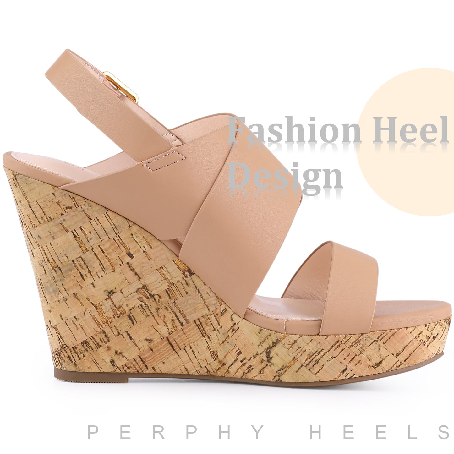 Sandalias de cuña con plataforma de corcho y punta abierta para mujer
