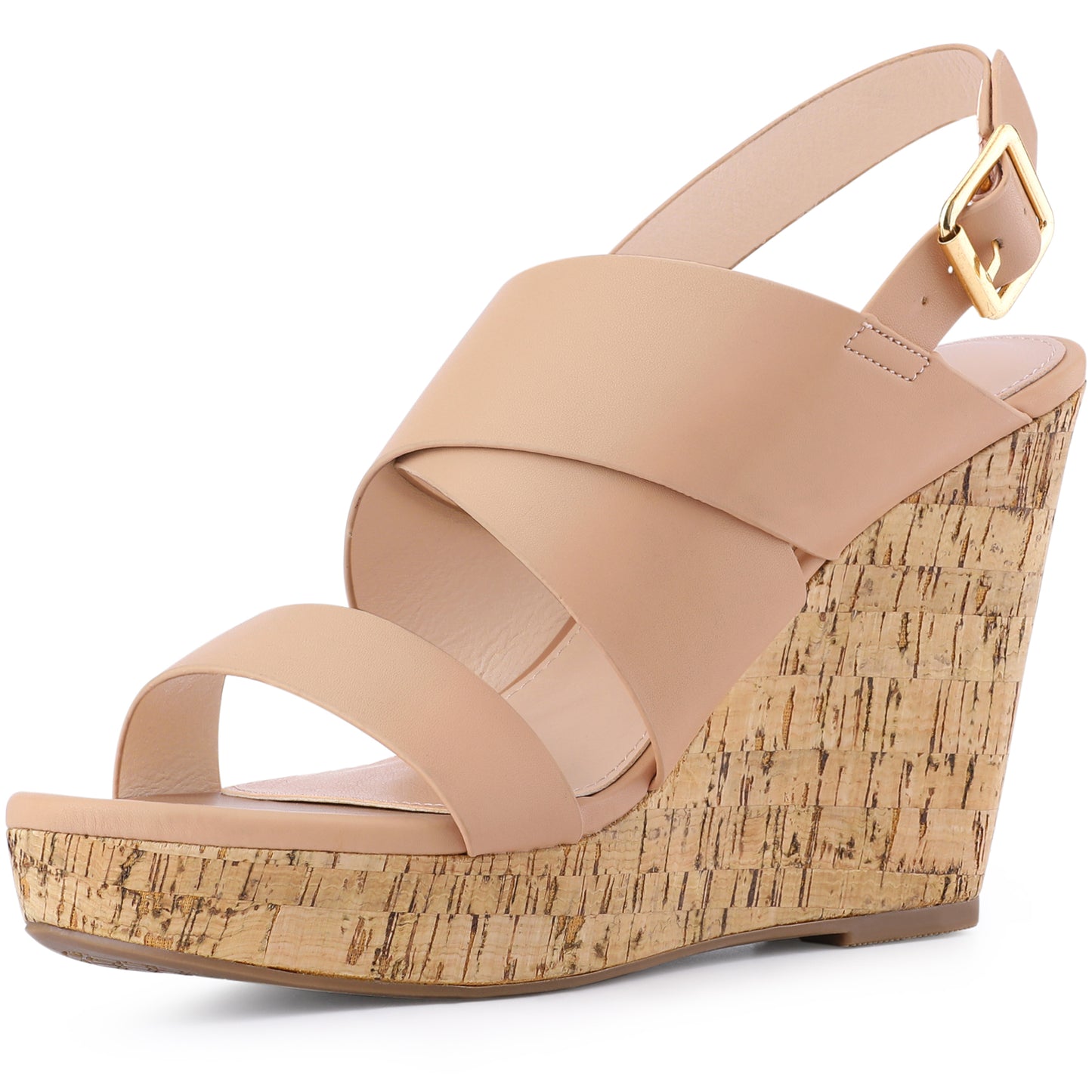 Sandalias de cuña con plataforma de corcho y punta abierta para mujer