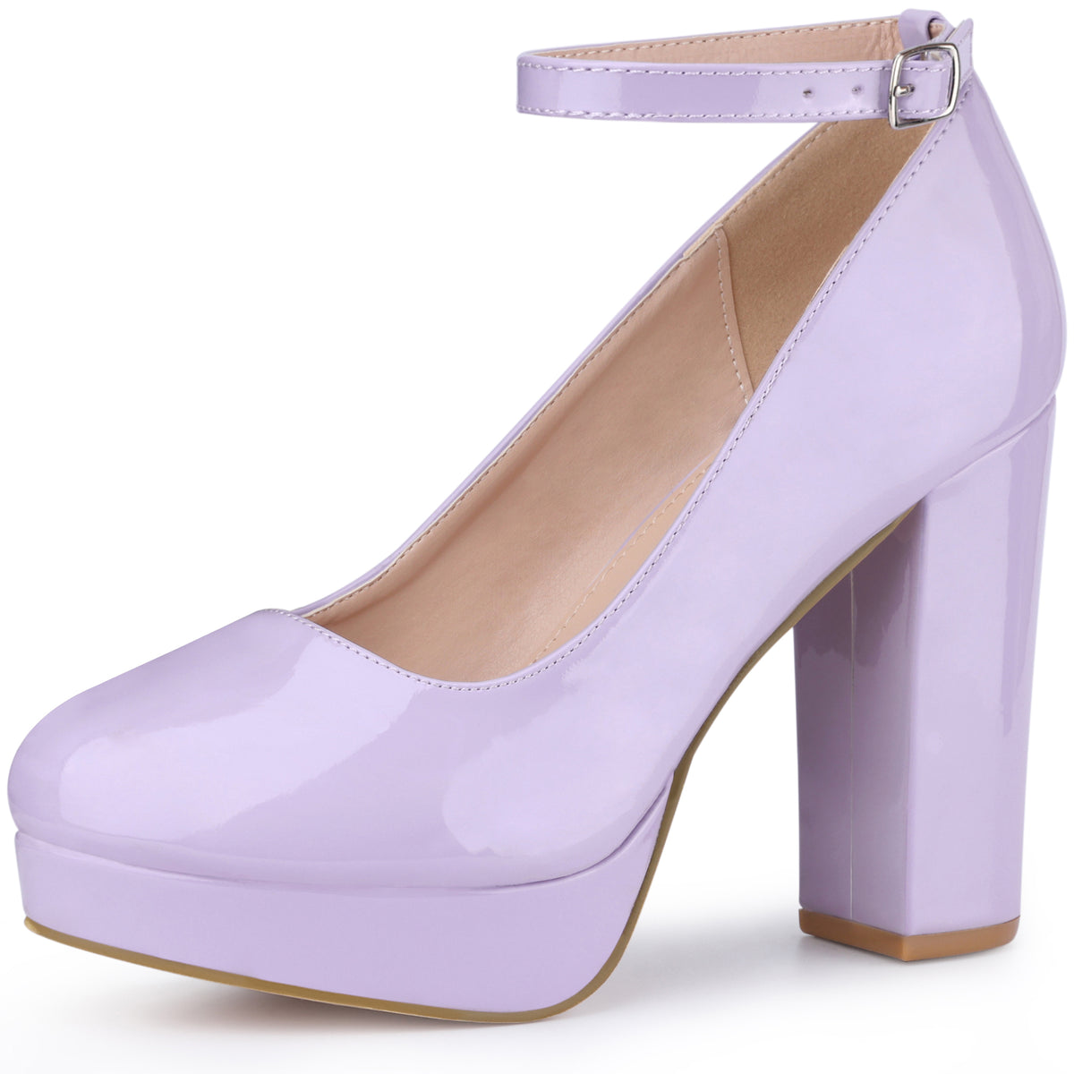 Women Ankle Strap Platform Chunky Heels Mary Jane Pumps