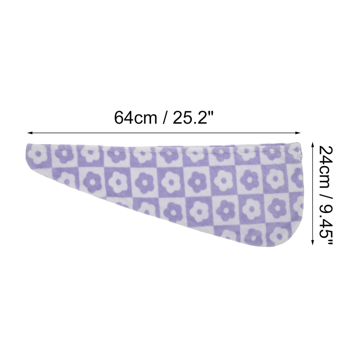 1 Pc Women Soft Checkered Flowers Hair Towel Wrap for Bathroom Purple