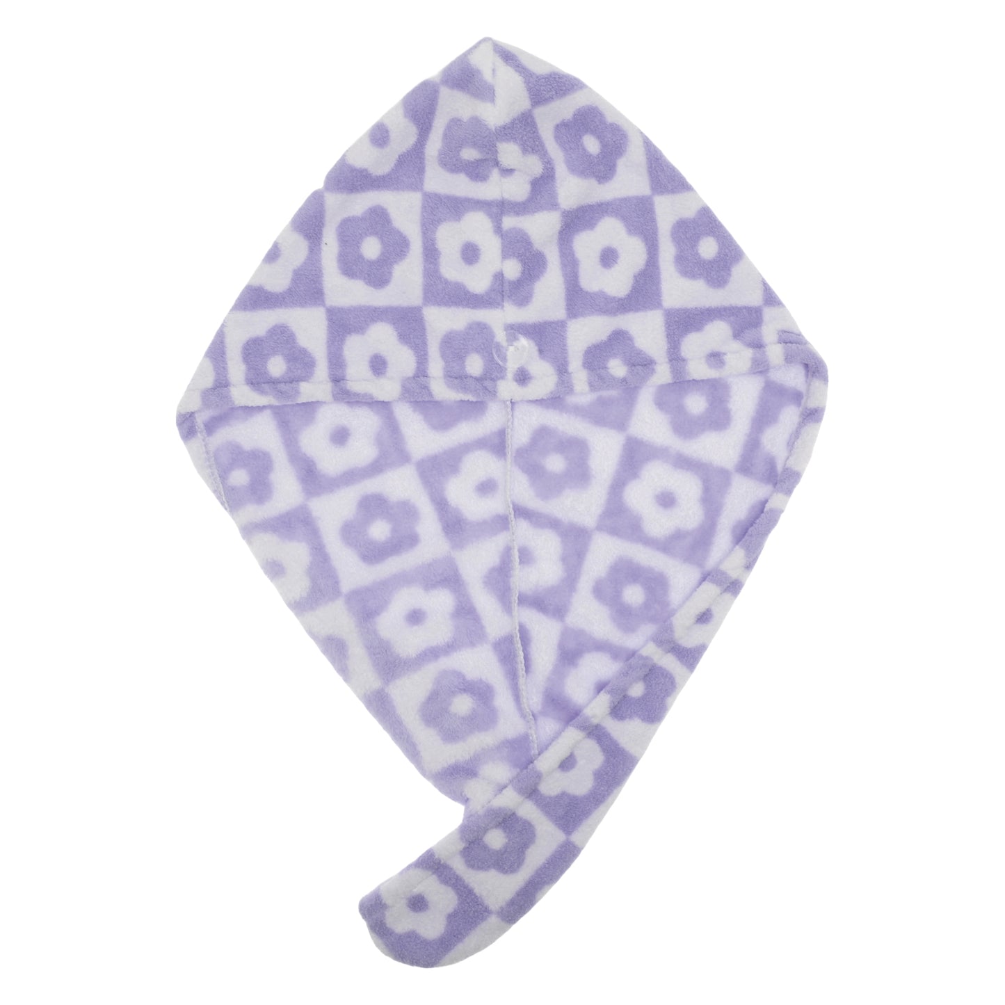 1 Pc Women Soft Checkered Flowers Hair Towel Wrap for Bathroom Purple