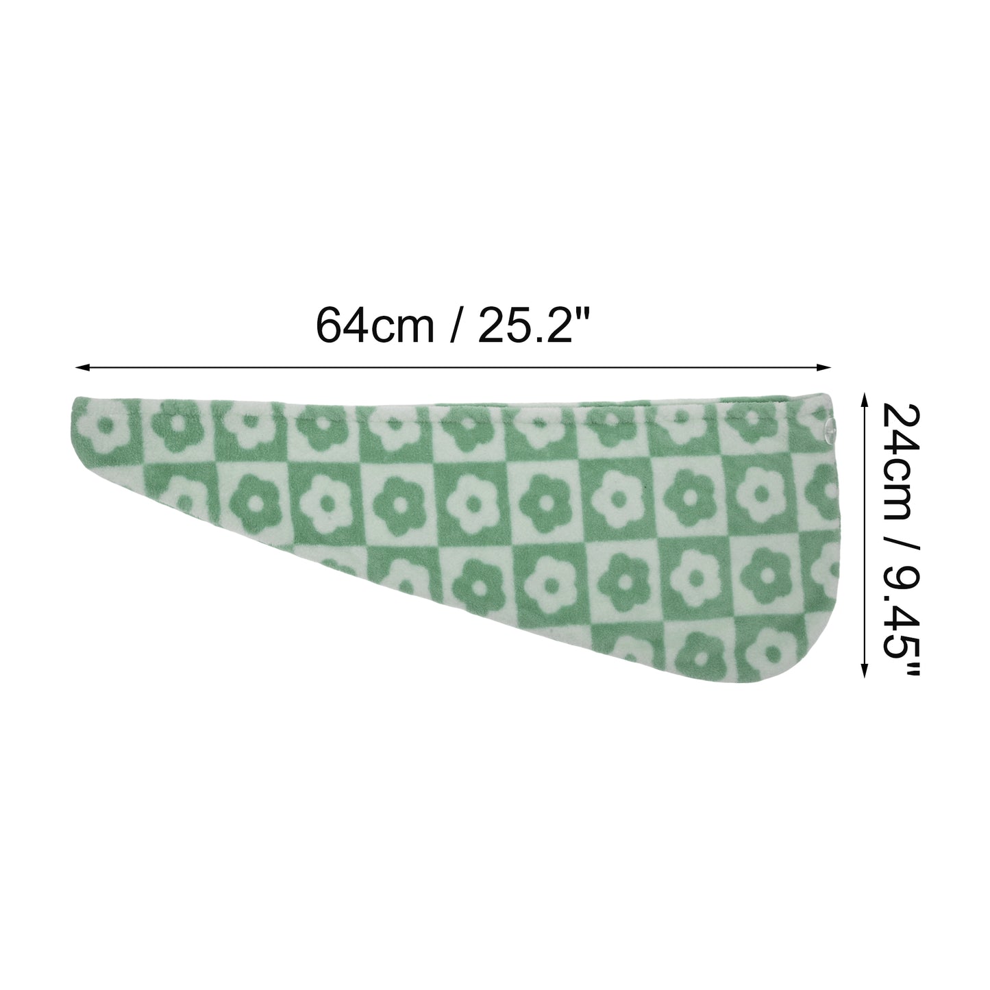 1 Pc Women Soft Checkered Flowers Hair Towel Wrap for Bathroom Green