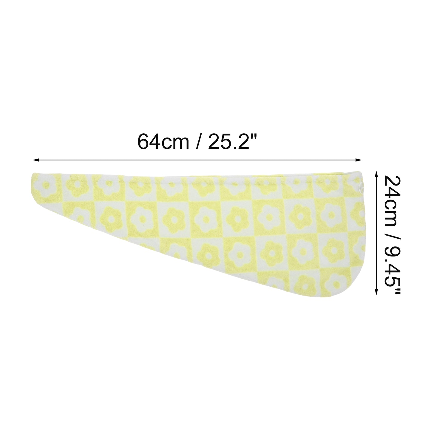 1 Pc Women Soft Checkered Flowers Hair Towel Wrap for Bathroom Yellow