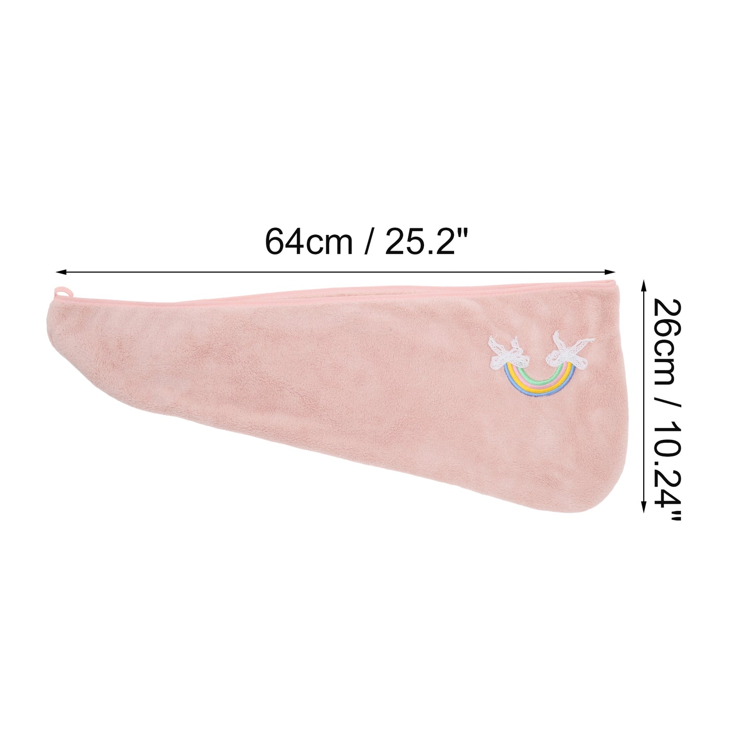 1 Pc Women Soft Rainbow Pattern Hair Towel Wrap for Bathroom Pink