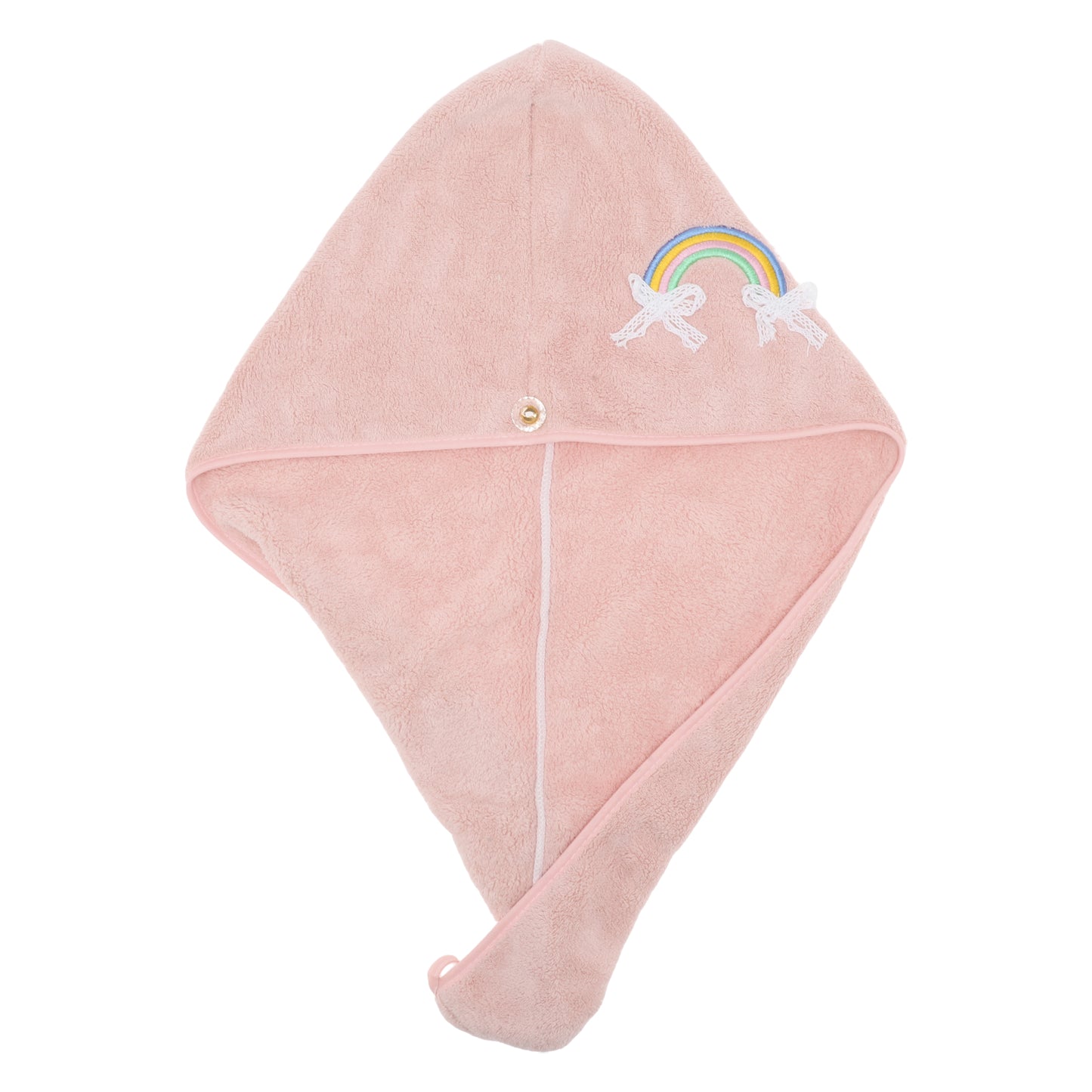 1 Pc Women Soft Rainbow Pattern Hair Towel Wrap for Bathroom Pink