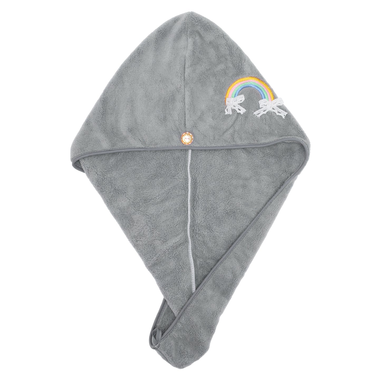 1 Pc Women Soft Rainbow Pattern Hair Towel Wrap for Bathroom Gray