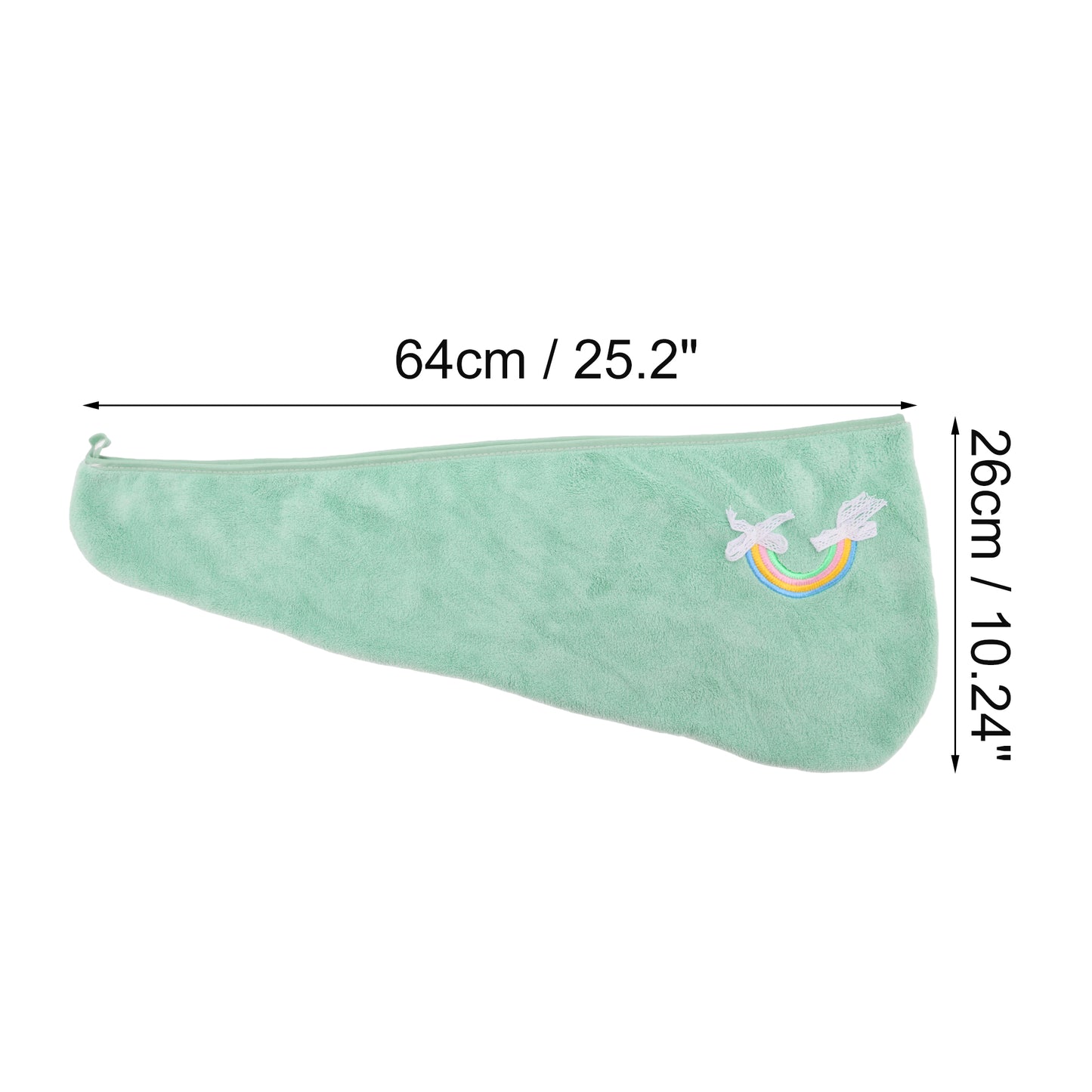 1 Pc Women Soft Rainbow Pattern Hair Towel Wrap for Bathroom Green