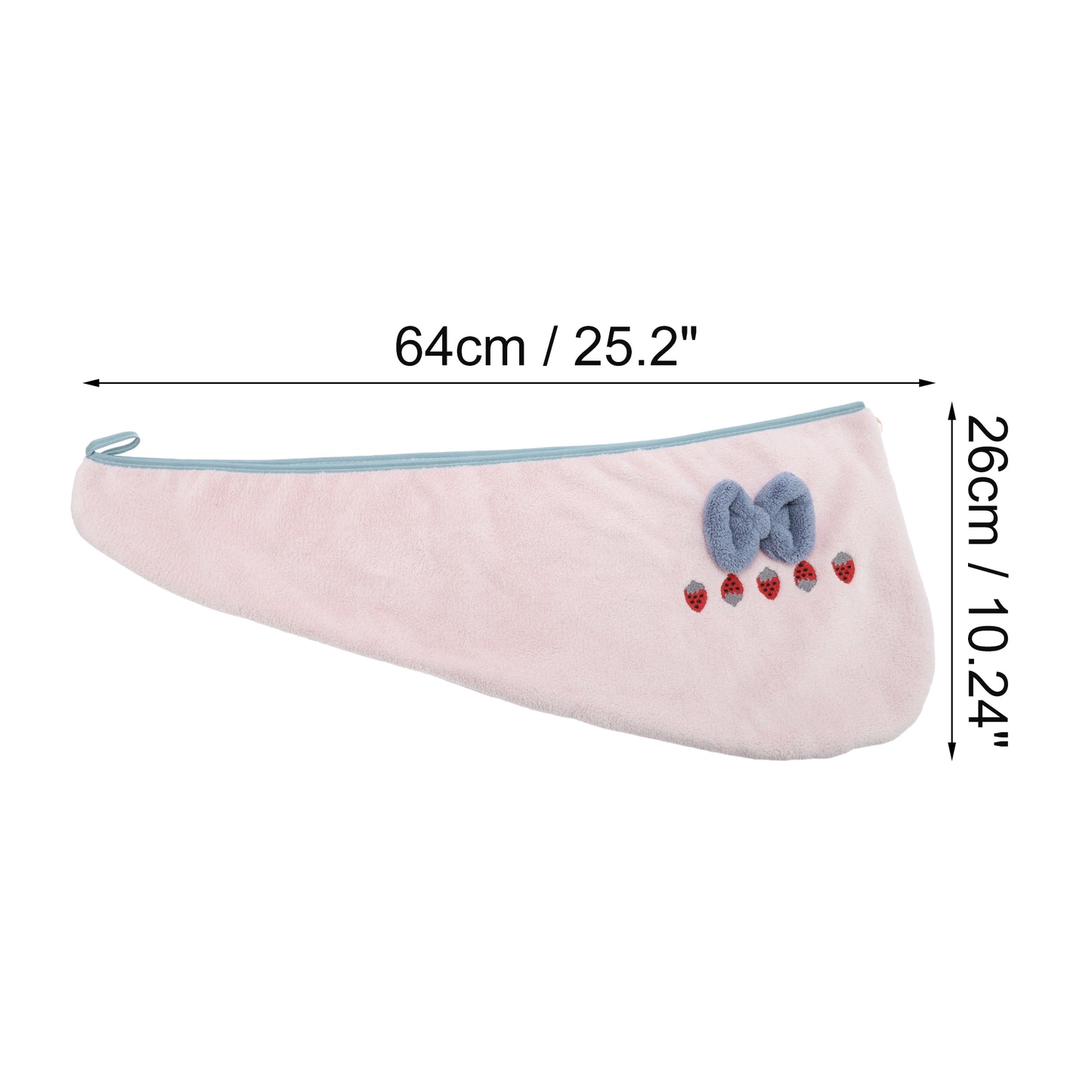 1 Pc Women Soft Strawberry Bow Hair Towel Wrap for Bathroom Pink