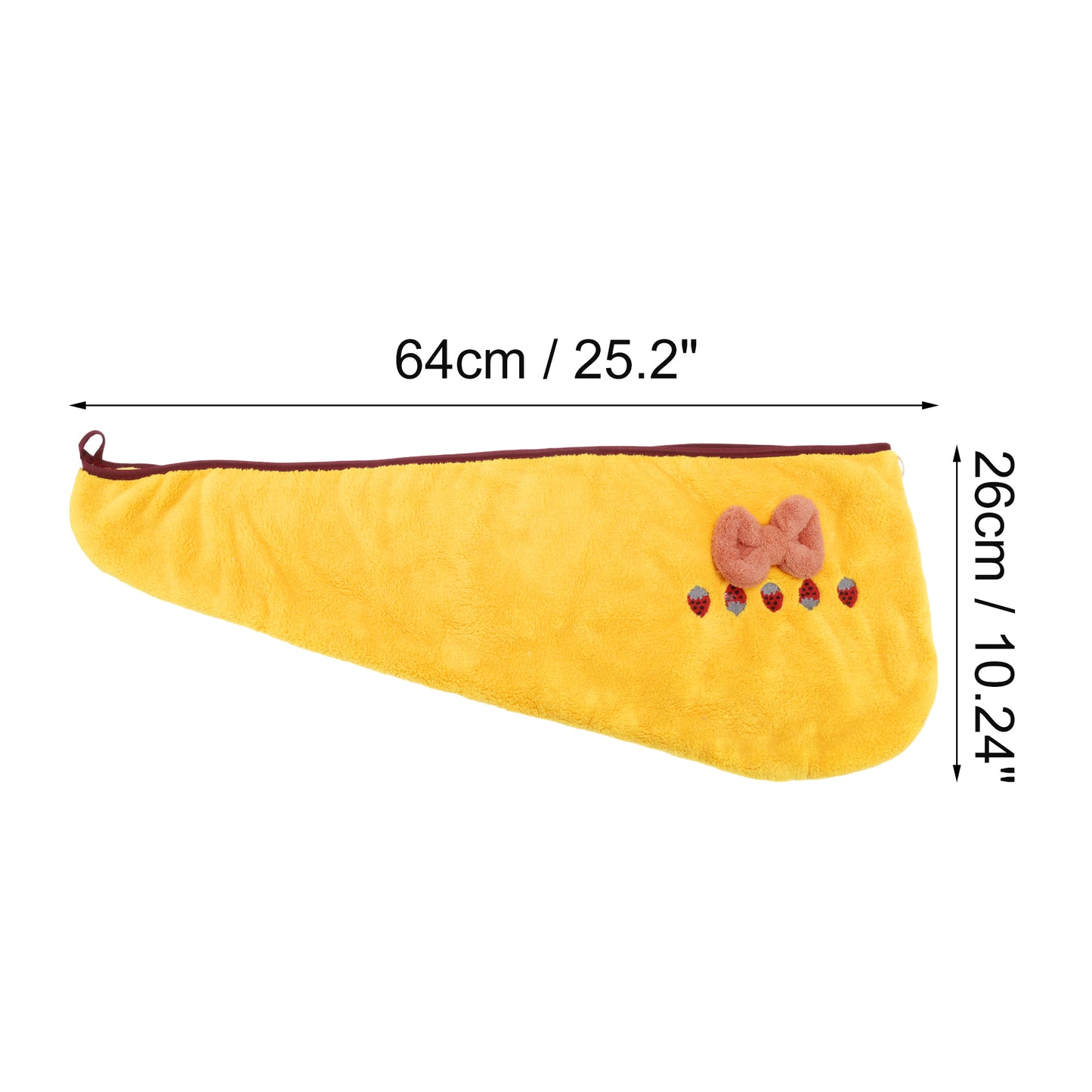 1 Pc Women Soft Strawberry Bow Hair Towel Wrap for Bathroom Yellow
