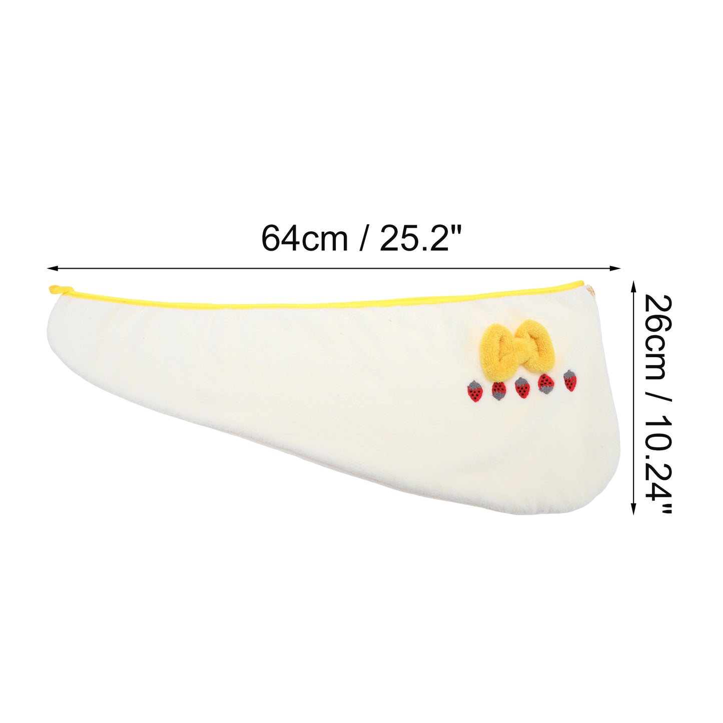 1 Pc Women Soft Strawberry Bow Hair Towel Wrap for Bathroom White