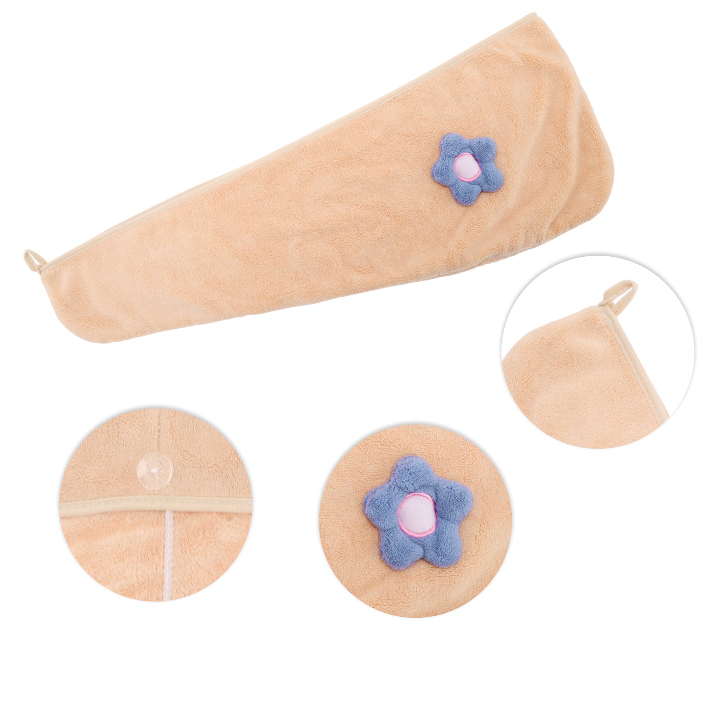 1 Pc Women Soft Side Flowers Hair Towel Wrap for Bathroom Pink