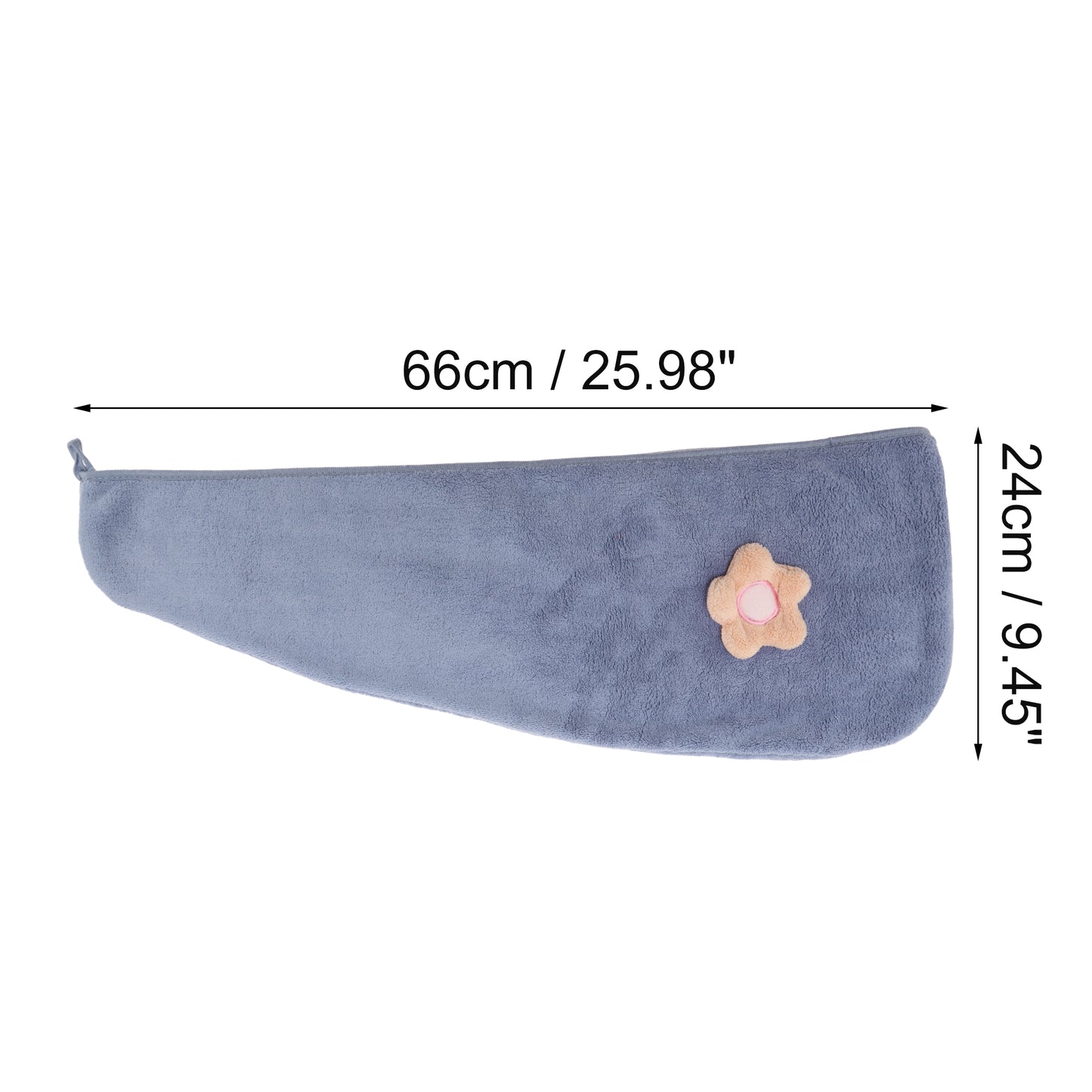 1 Pc Women Soft Side Flowers Hair Towel Wrap for Bathroom Blue