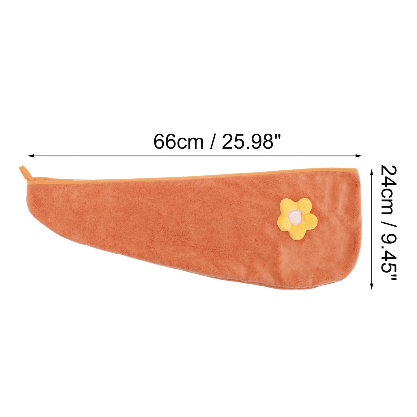1 Pc Women Soft Side Flowers Hair Towel Wrap for Bathroom Orange