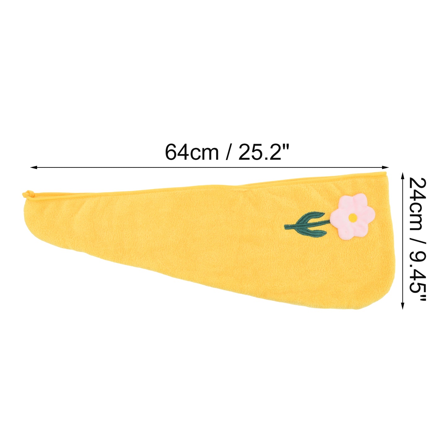 1 Pc Women Soft Flowers Hair Towel Absorbent Hair Wrap for Bathroom Yellow