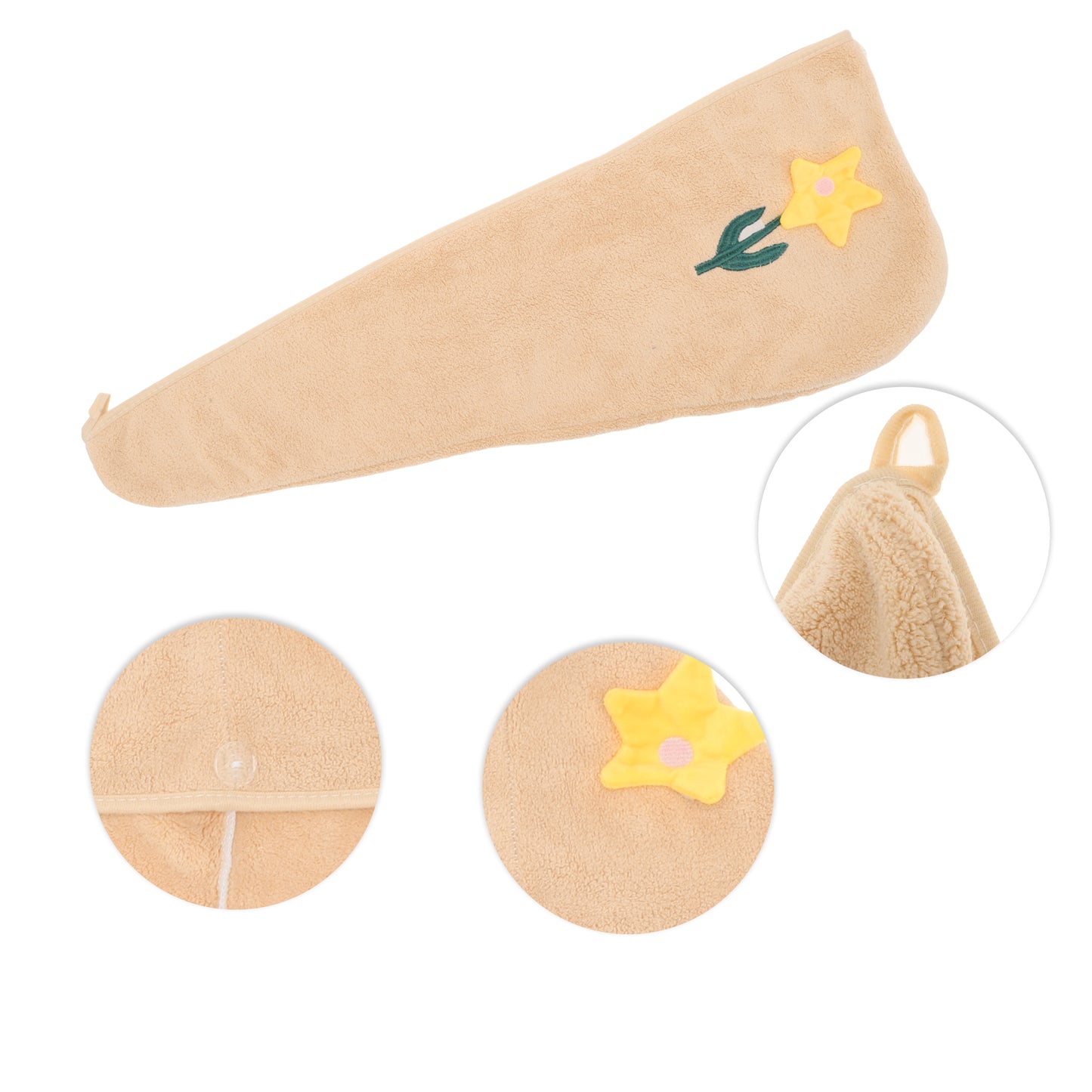 1 Pc Women Soft Flowers Hair Towel Absorbent Hair Wrap for Bathroom Pink