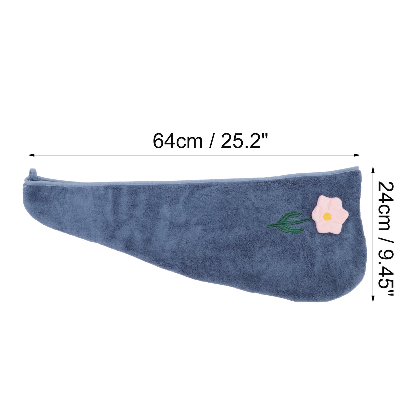 1 Pc Women Soft Flowers Hair Towel Absorbent Hair Wrap for Bathroom Blue