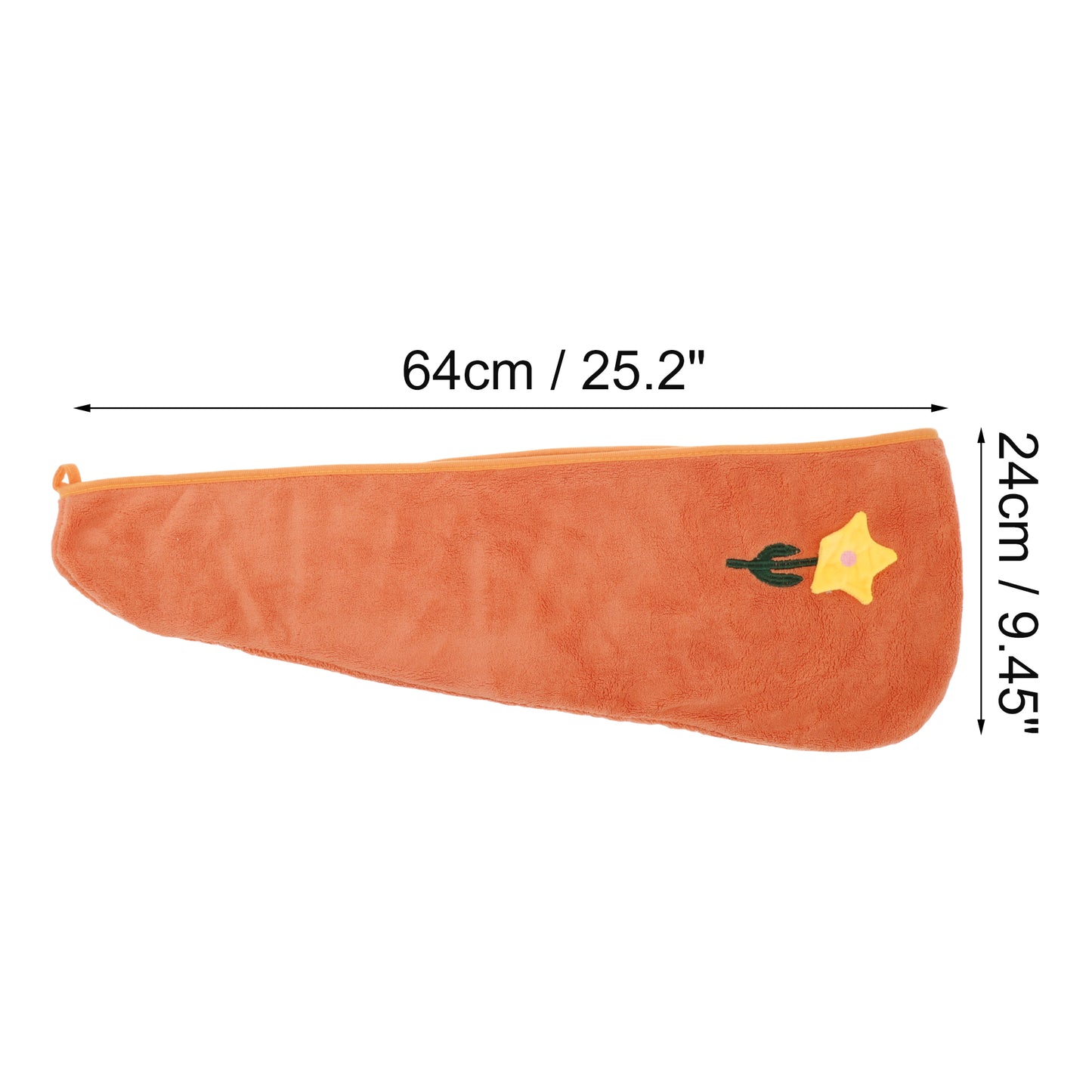 1 Pc Women Soft Flowers Hair Towel Absorbent Hair Wrap for Bathroom Orange
