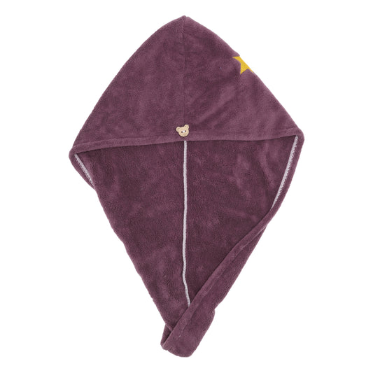 1 Pc Women Soft Cartoon Pattern Hair Towel for Bathroom Purple