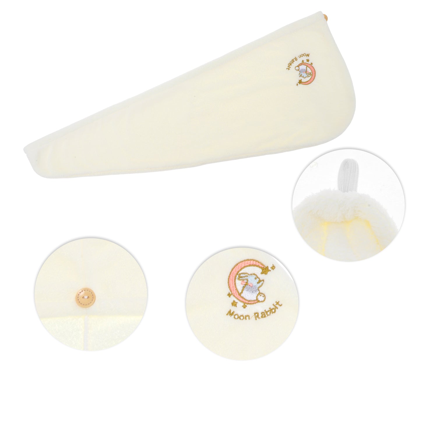 1 Pc Women Soft Cartoon Pattern Hair Towel for Bathroom White