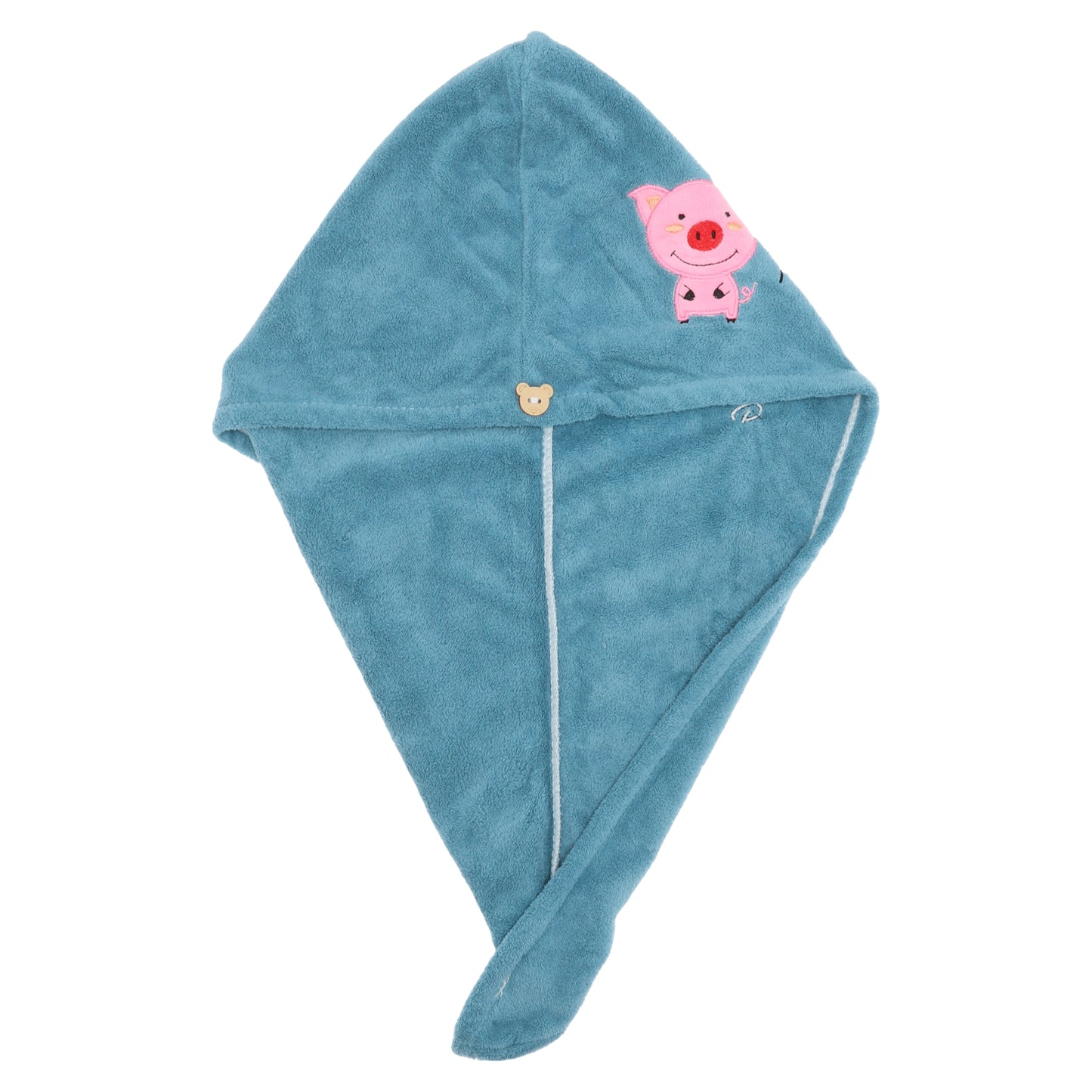 1 Pc Women Soft Piglet Pattern Hair Towel for Bathroom Blue