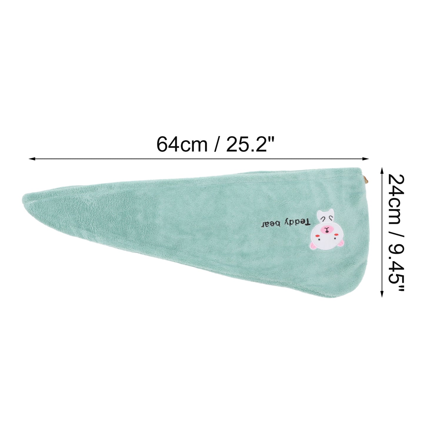 1 Pc Women Soft Rabbit Pattern Hair Towel for Bathroom Green
