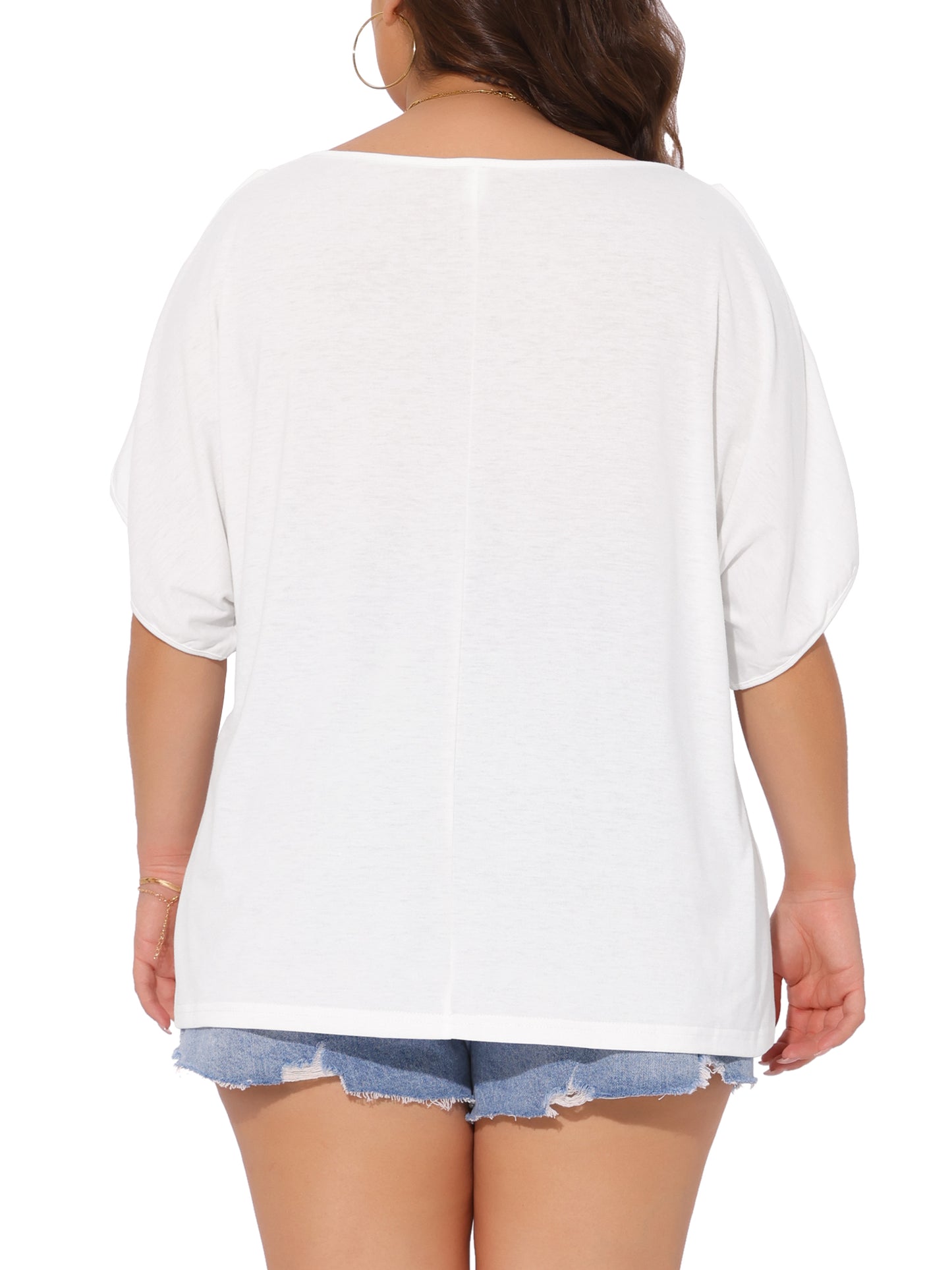 Women Plus Size Tops Cold Shoulder Short Sleeve Top Summer Loose Tee