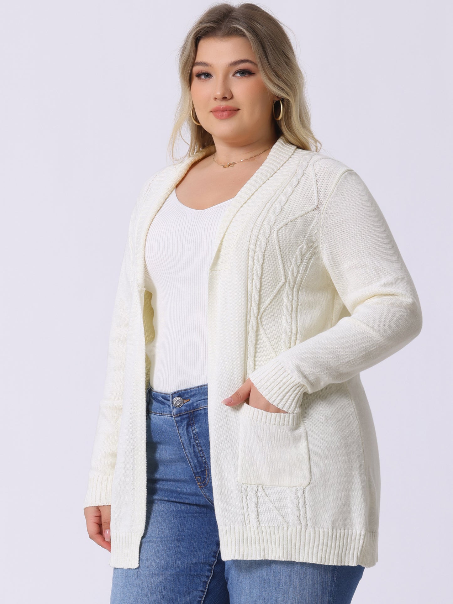 Women's Plus Size Classic Cardigan Sweaters Long Sleeve with Pockets Lightweight Cardigans