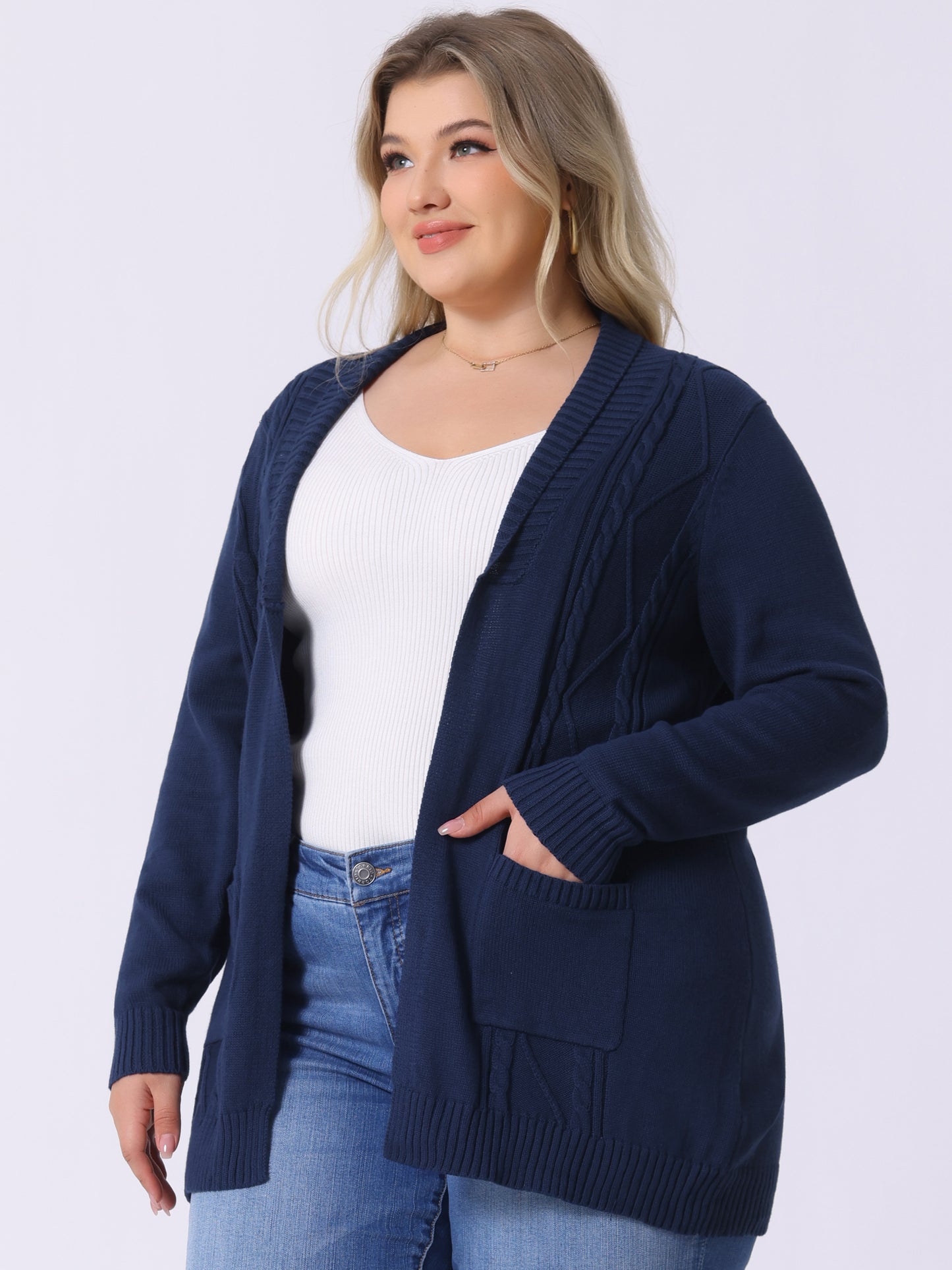 Women's Plus Size Classic Cardigan Sweaters Long Sleeve with Pockets Lightweight Cardigans