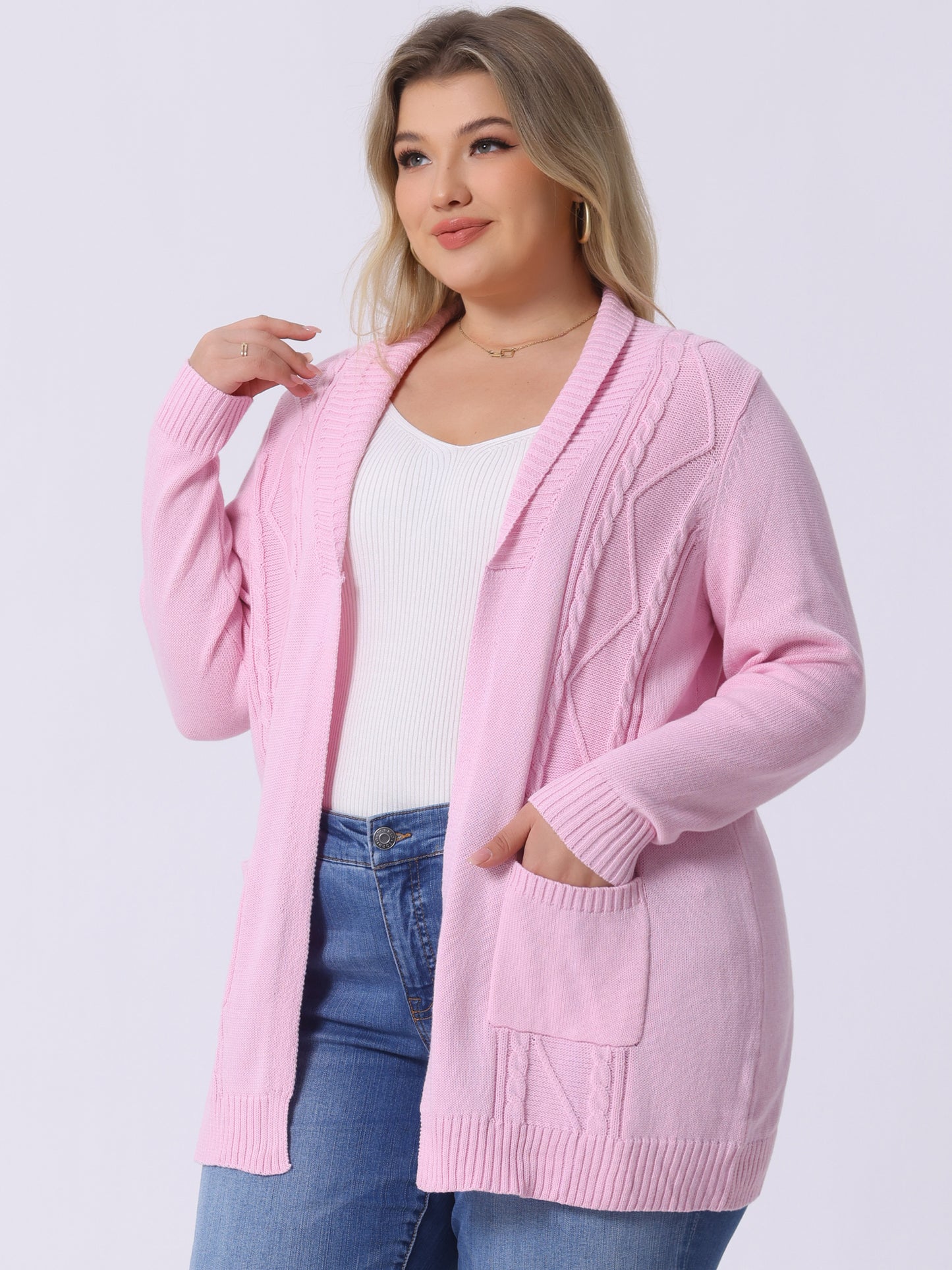Women's Plus Size Classic Cardigan Sweaters Long Sleeve with Pockets Lightweight Cardigans