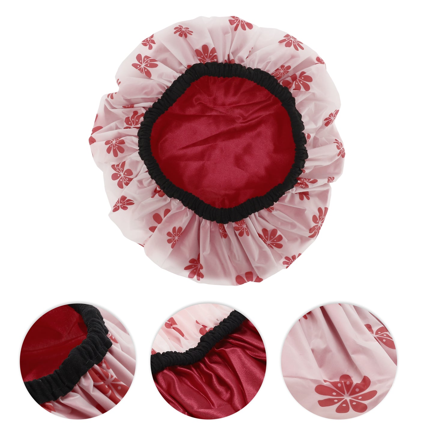 1 Pc Women Durable Snowflake Shower Cap for Bathroom Red