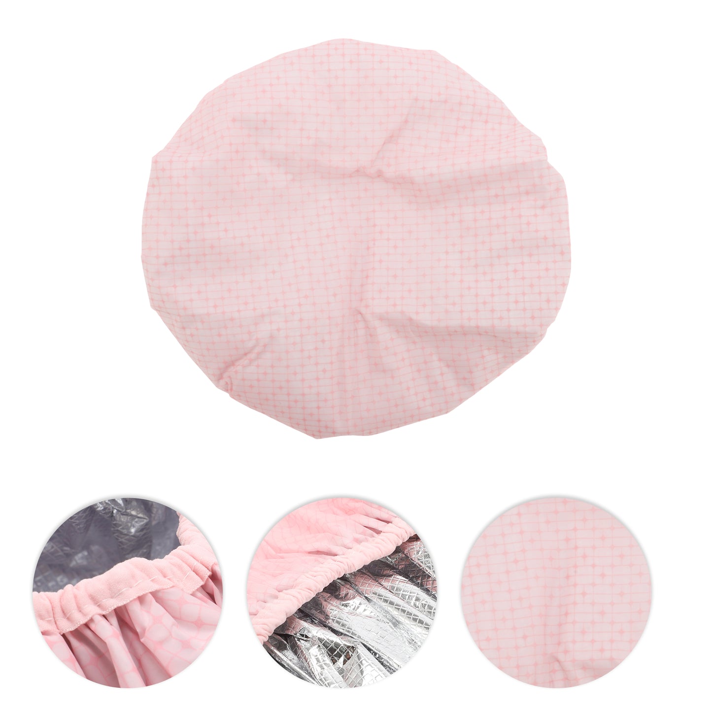 1 Pc Women Durable Stripes Shower Cap for Bathroom Vacation Hotel Travel Pink