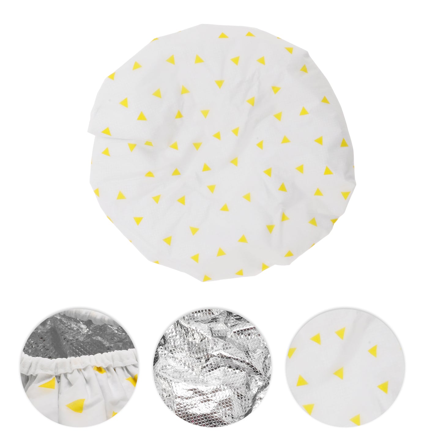 1 Pc Women Durable Triangle Shower Cap for Bathroom Vacation Hotel Travel Yellow