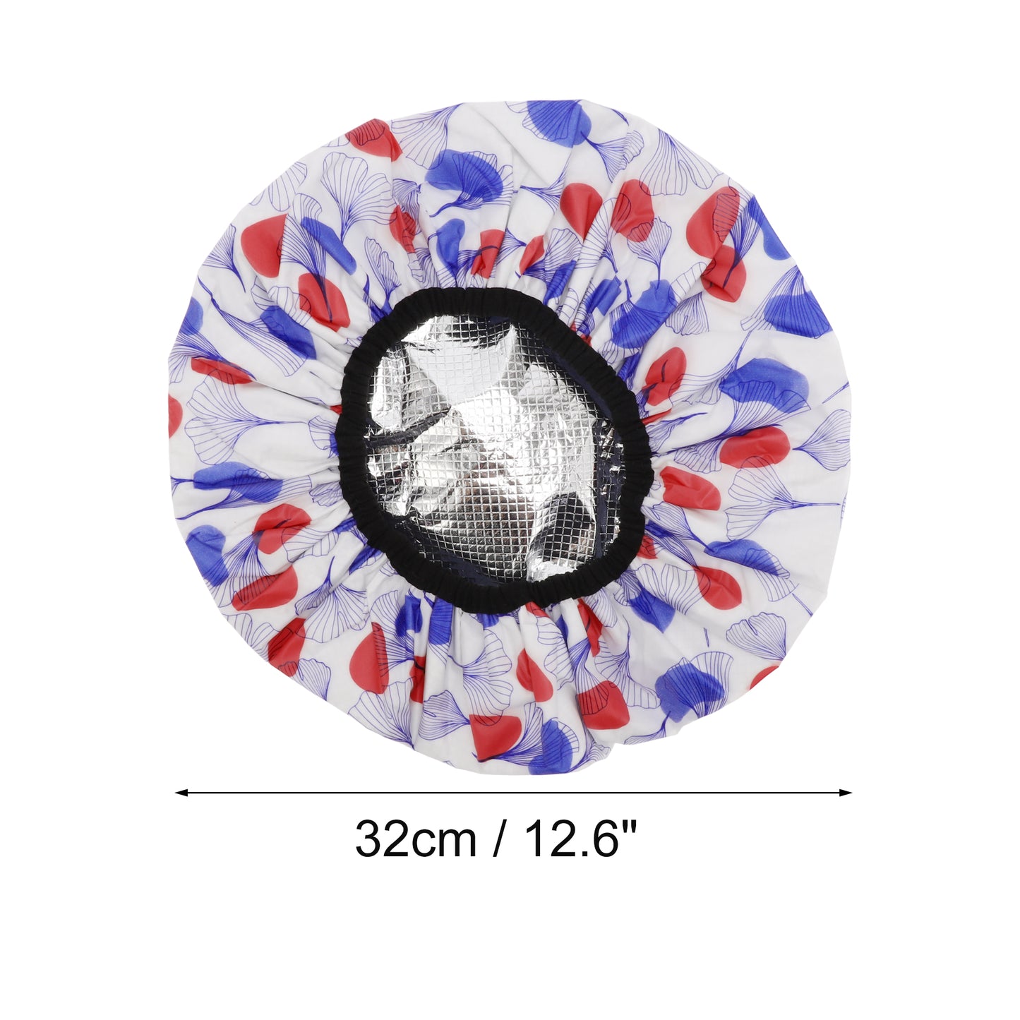 1 Pc Women Durable Flowers Shower Cap for Bathroom Vacation Hotel Travel Red Blue