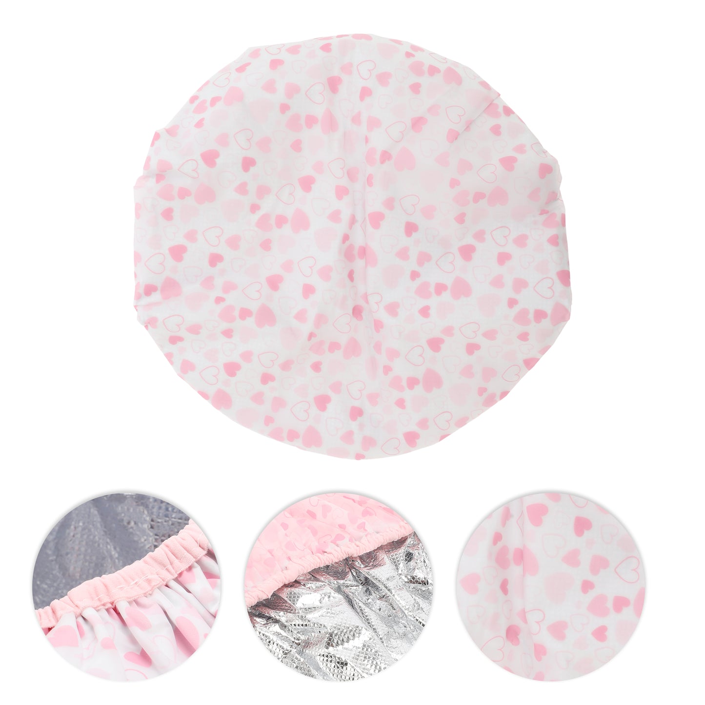 1 Pc Women Durable Heart-shaped Shower Cap for Bathroom Vacation Travel Pink