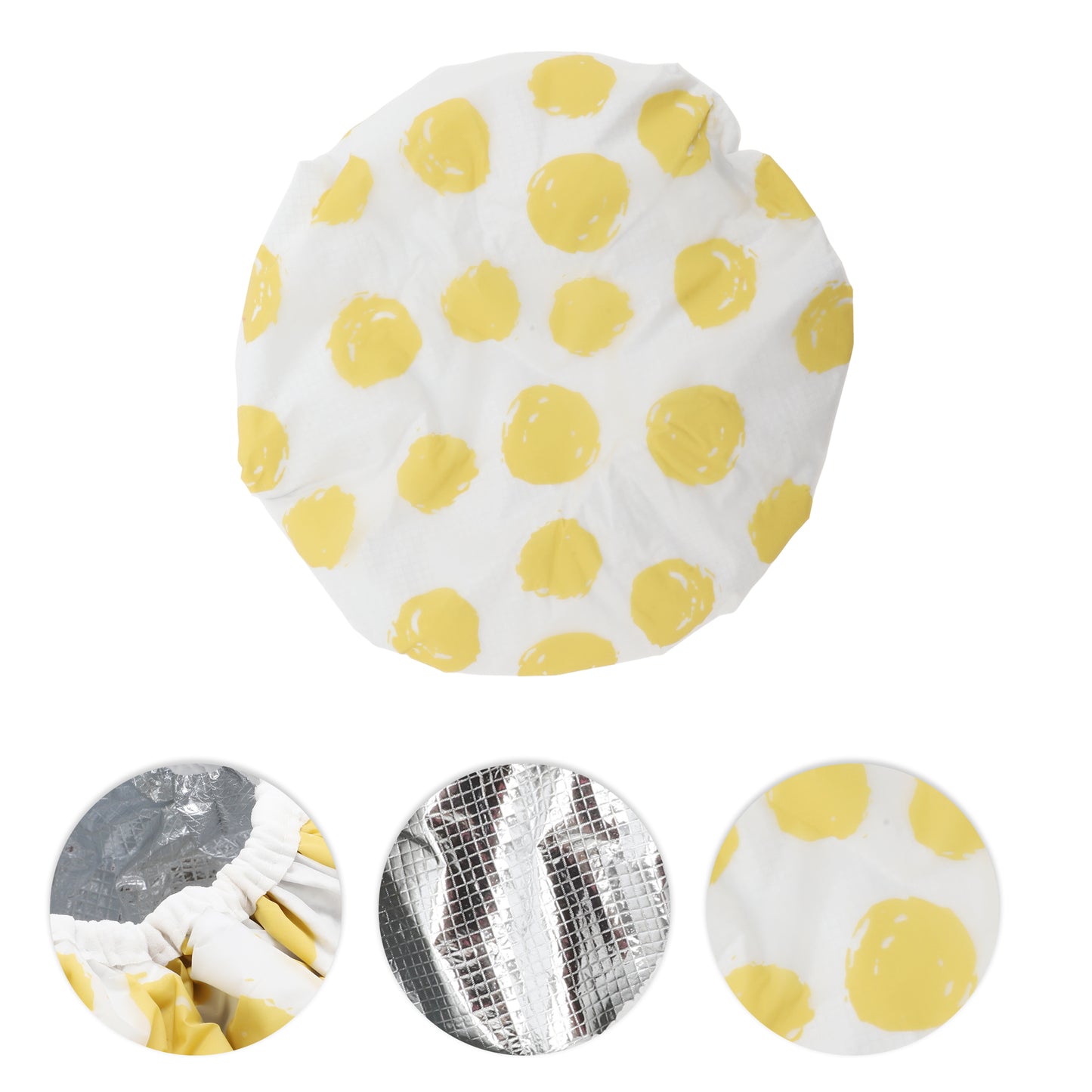 1 Pc Women Durable Dots Shower Cap for Bathroom Vacation Hotel Travel Yellow