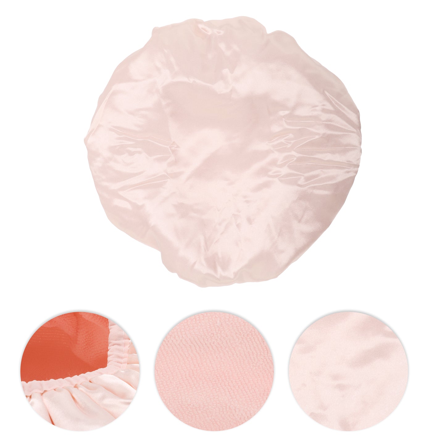 Women Durable Solid Color Shower Cap for Bathroom Vacation Hotel Travel Pink