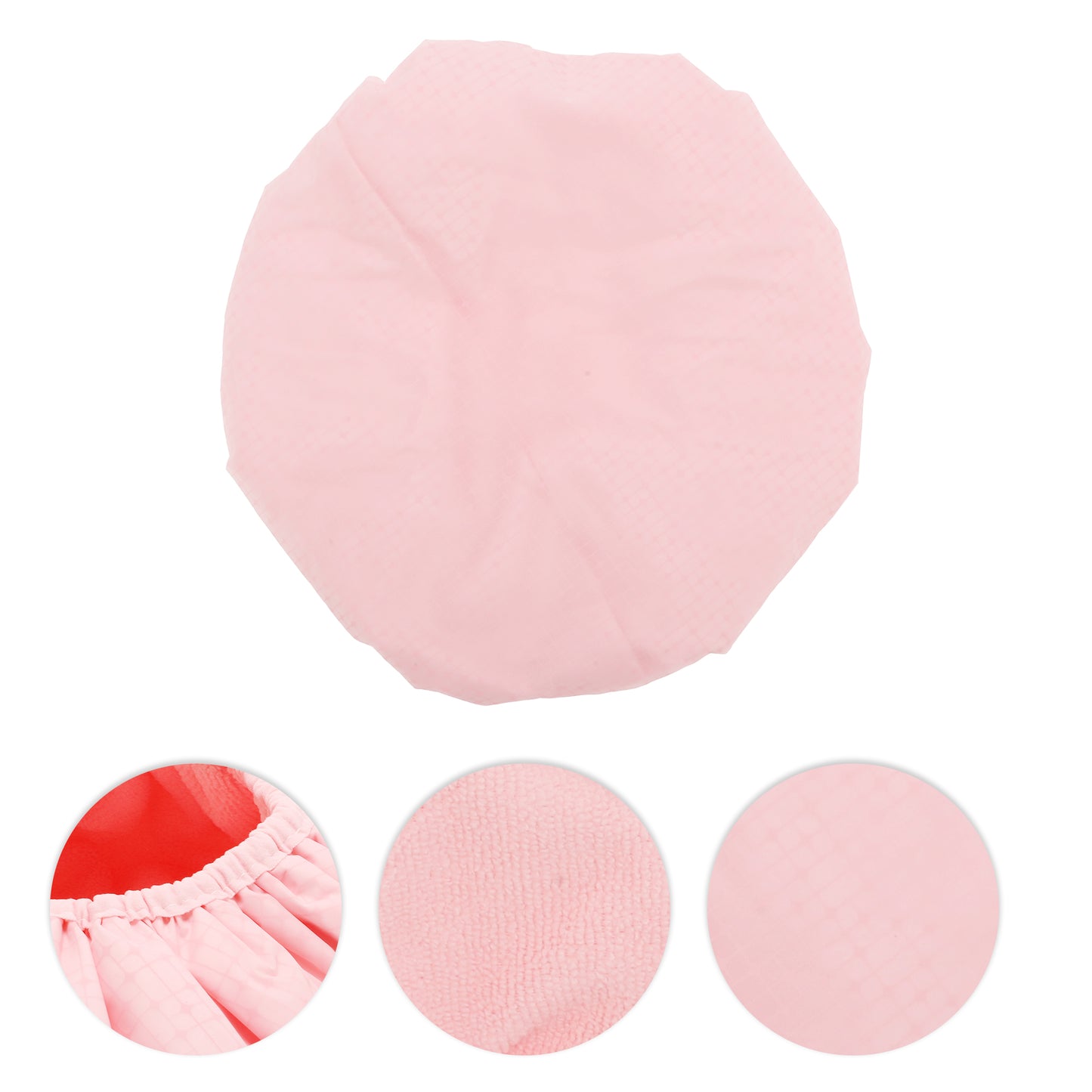 1 Pc Women Portable Stripe Shower Cap for Bathroom Vacation Hotel Travel Pink