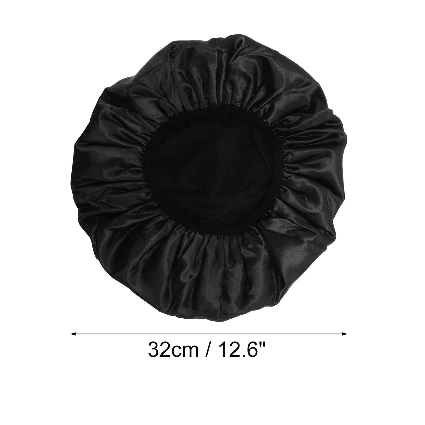Women Durable Solid Color Shower Cap for Bathroom Vacation Hotel Travel Black