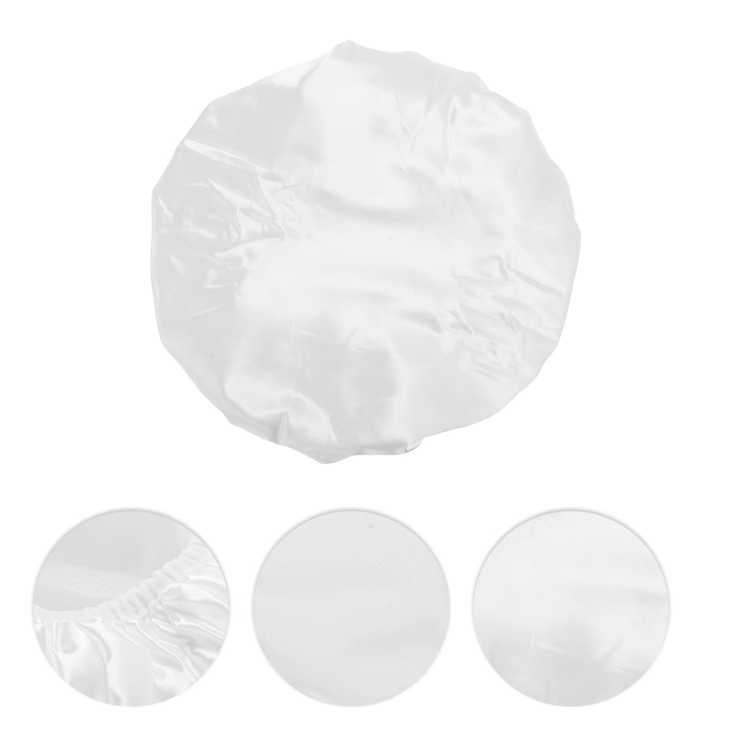 Women Durable Solid Color Shower Cap for Bathroom Vacation Hotel Travel White