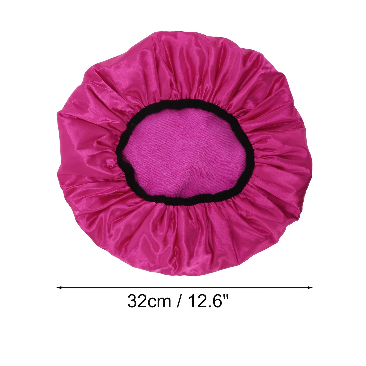 Women Durable Solid Color Shower Cap for Bathroom Vacation Hotel Travel Rose Red