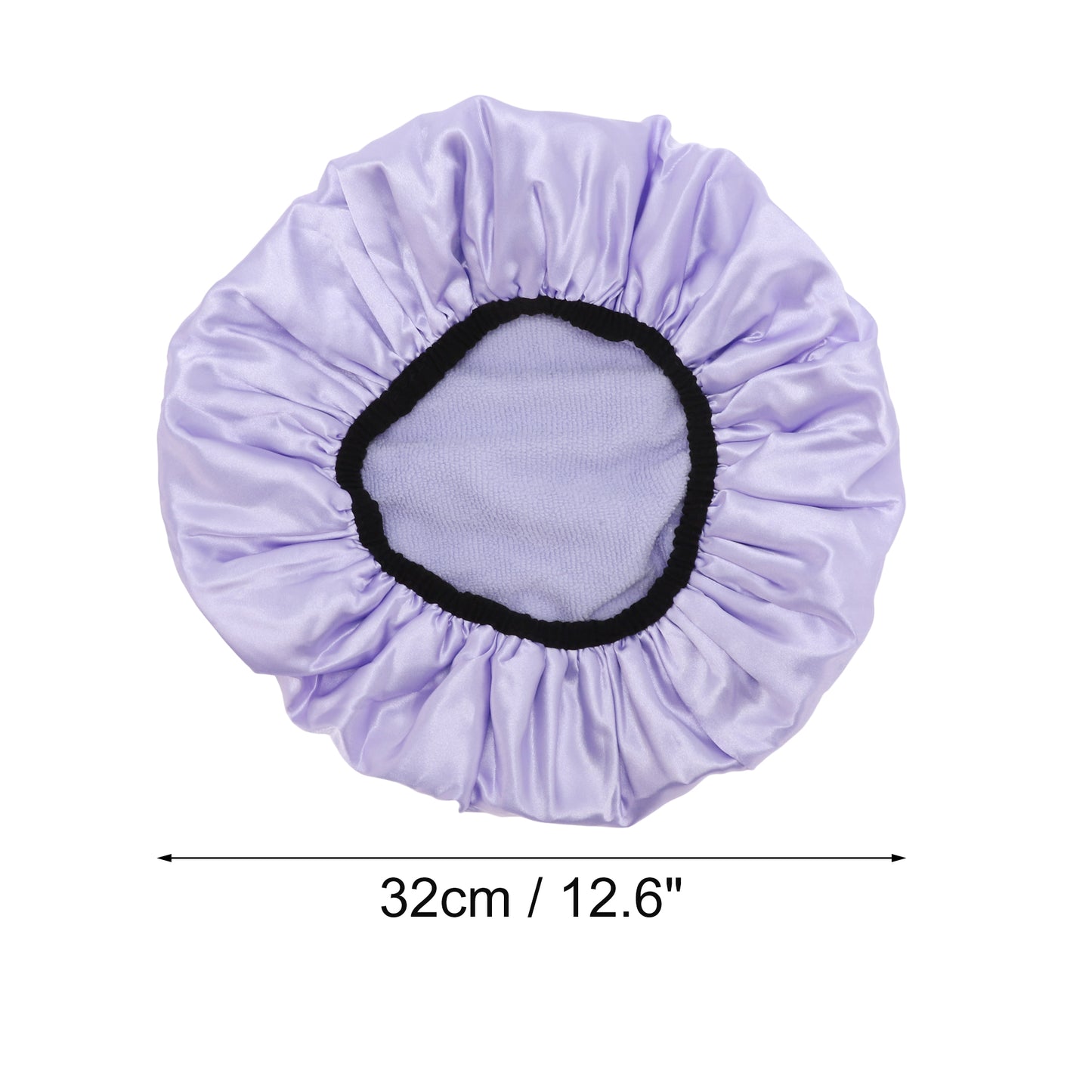 Women Durable Solid Color Shower Cap for Bathroom Vacation Travel Light Purple