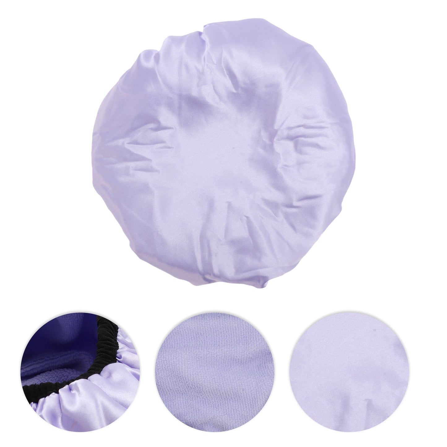 Women Durable Solid Color Shower Cap for Bathroom Vacation Travel Light Purple