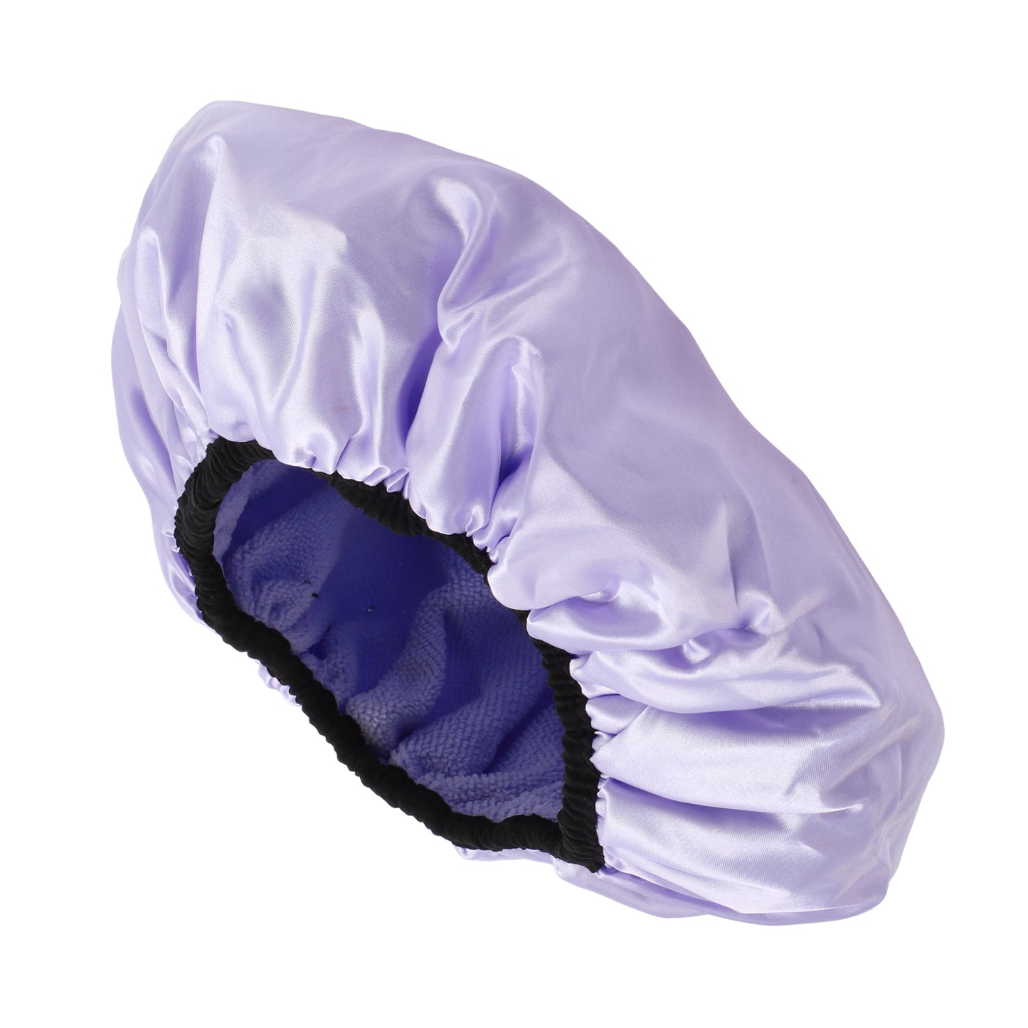 Women Durable Solid Color Shower Cap for Bathroom Vacation Travel Light Purple